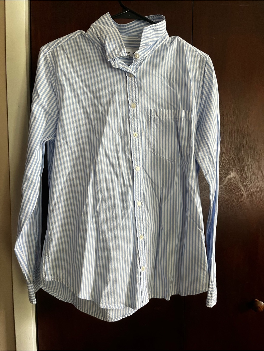 Amazon Essentials Light Blue and White Stripe Button-Up Shirt